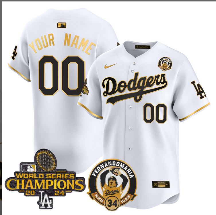 Men MLB Los Angeles Dodgers Custom white 2024 World Series Champions Patch Cooperstown Jersey style 6->customized mlb jersey->Custom Jersey